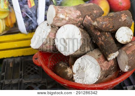 Stack Of Yucca In The Market Square