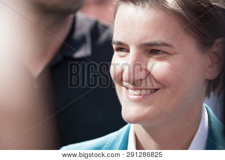 Belgrade, Serbia - September 16, 2018:  Prime Minister Ana Brnabic Smiling In The 2018 Edition Of Be