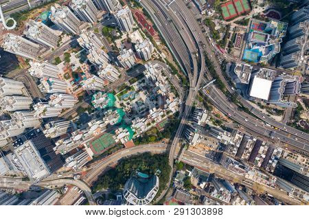 Tai Koo, Hong Kong 19 March 2019: Hong Kong city from top
