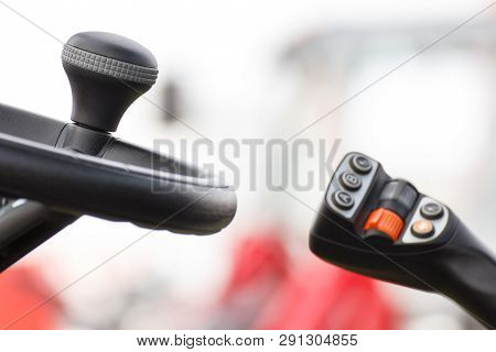 Steering Wheel And Operating Control Panel In Agricultural Or Industrial Machine Or Vehicle
