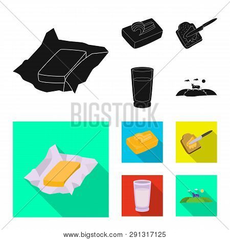 Vector Illustration Of Creamy And Product Sign. Collection Of Creamy And Farm Stock Vector Illustrat