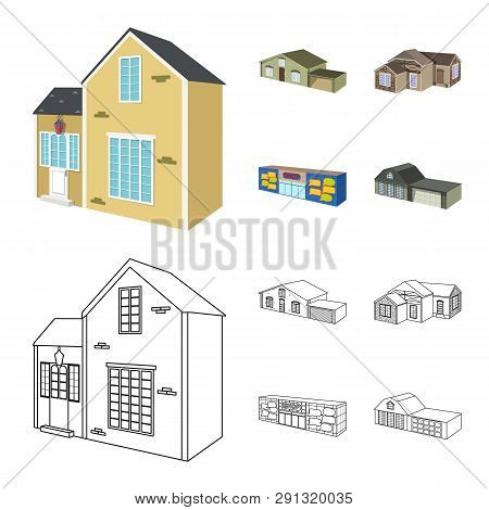 Vector Illustration Of Facade And Housing Logo. Collection Of Facade And Infrastructure Stock Vector