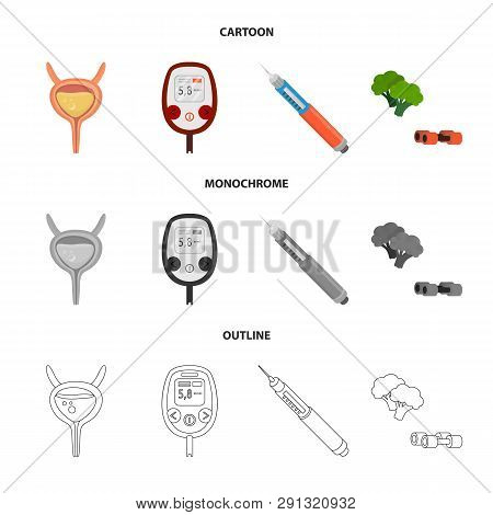 Isolated Object Of Diet And Treatment  Logo. Set Of Diet And Medicine Vector Icon For Stock.