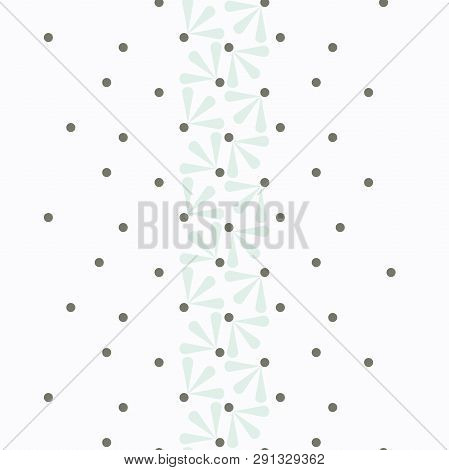 Vector Daisy Dotted Border Seamless Pattern Background.