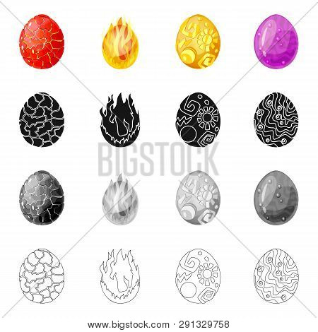 Vector Illustration Of Animal And Prehistoric Icon. Set Of Animal And Cute  Vector Icon For Stock.