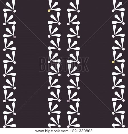 Vector Daisies On Dark Seamless Pattern Background.