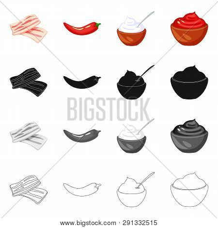 Vector Design Of Taste And Product Logo. Set Of Taste And Cooking Vector Icon For Stock.