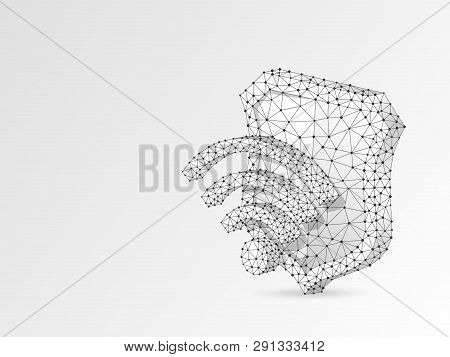 Wi-fi Security Shield Abstract Origami 3d Illustration. Polygonal Vector Business Concept Of Interne