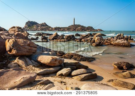 Ke Ga Lighthouse And Beauty Rocks Near The Mui Ne Or Phan Thiet City In Vietnam
