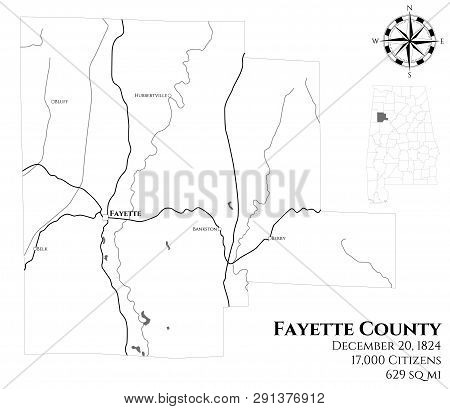 Large And Detailed Map Of Fayette County In Alabama, Usa