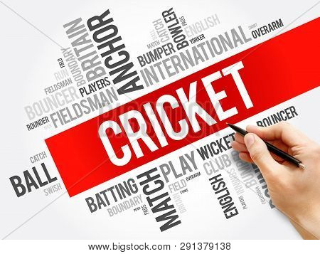 Cricket Word Cloud Collage, Sport Concept Background