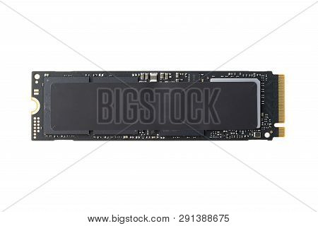 Nvme M2 Ssd Disk For Data Storage At High Speed Closeup On White Isolated Background