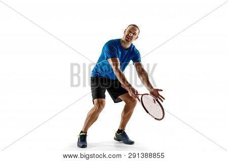 Shot Going Wide. Stressed Tennis Player Arguing With Umpire, Referee, Linesman Or Service Judge At C