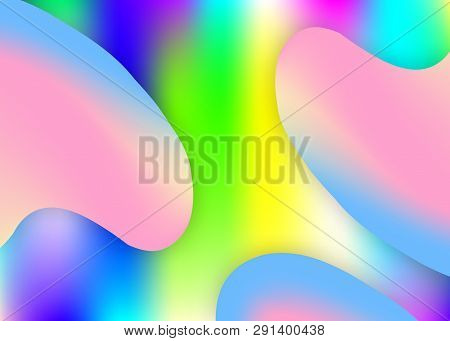 Liquid Fluid. Cool Presentation, Magazine Template. Vivid Gradient Mesh. Holographic 3d Backdrop Wit