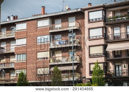Typical Residential Building Architecture Of Irun, Spain
