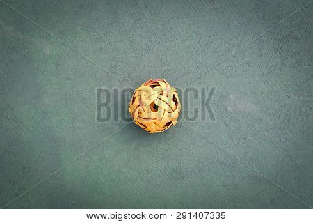 Sepak Takraw Ball Or Rattan Ball On Field Of Sepak Takraw Court On Sport Outdoors
