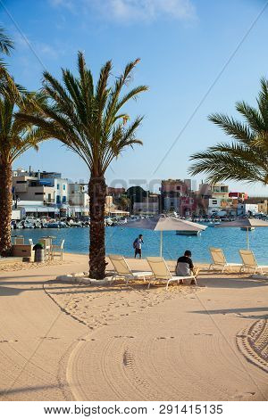 Lampedusa, Italy - August, 01: View Of Lampedusa Beach On August 01, 2018