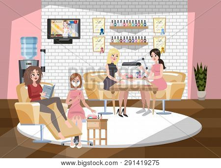 Manicure And Pedicure Salon Interior. Woman Sitting