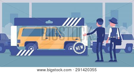 Expensive Toy For A Man. Male Person Gifted With A Wrapped Car For Entertainment, Real Vehicle In A 