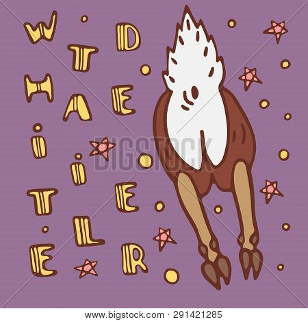 A Colored Poster With A White-tail Deer, Lettering And Stars In A Doodle Style