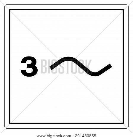 Three Phase Power Symbol Sign, Vector Illustration, Isolate On White Background Label. Eps10