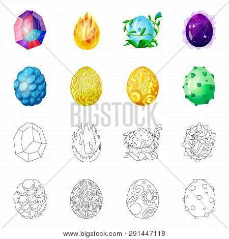Vector Illustration Of Animal And Prehistoric Logo. Set Of Animal And Cute  Vector Icon For Stock.