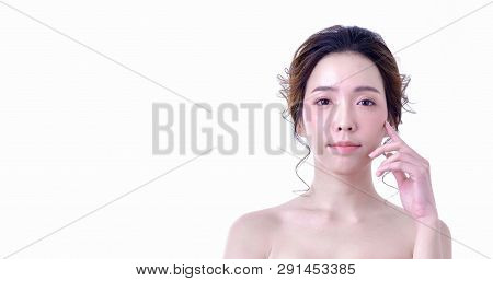 Beauty Concept. Beauty Spa Woman With Perfect Skin Portrait. Beautiful Woman Face Close Up Studio On