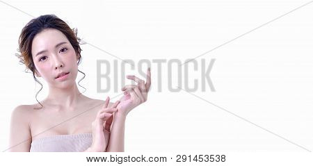 Beauty Concept. Beauty Spa Woman With Perfect Skin Portrait. Beautiful Woman Face Close Up Studio On