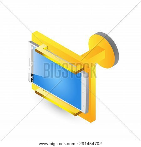 Isometric Car Holder For The Smartphone Or Action Camera On The Black Background