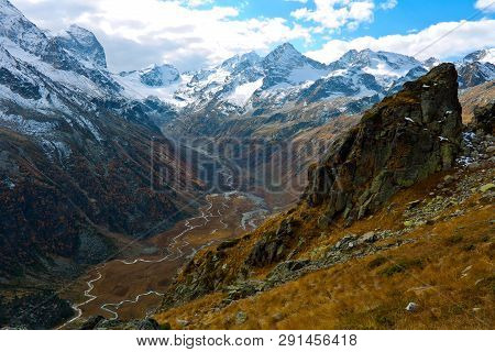 Mountain Gorge With Flowing River View From The Top