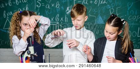 Science Is Worth Exploring. Lab Microscope And Testing Tubes. Biology Experiments With Microscope. L