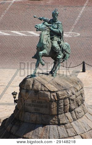 Monument af berømte ukrainske Hethman Bogdan Khmelnitski i Kiev, Malorussia (Ukraine)