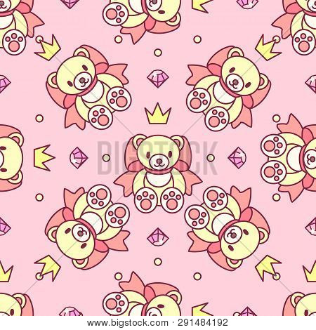 Vector Seamless Pattern Little Princess Paper Art
