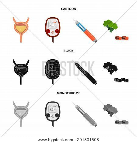 Vector Design Of Diet And Treatment  Icon. Collection Of Diet And Medicine Stock Symbol For Web.