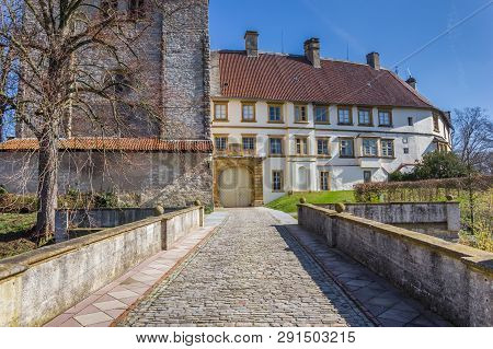 Bridge Leading To The Castle In Rheda-wiedenbruck, Germany