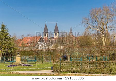 Castle Park And Church Towers In Rheda-wiedenbruck, Germany