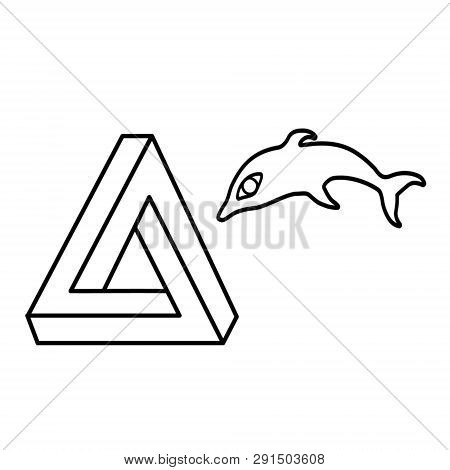 Sense Illision Triangle Dolphin Vector Pattern Linear Black And White