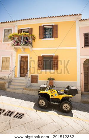 Santa Teresa Gallura, Sardinia, Italy - July 9, 2018: Street in Santa Teresa Gallura City, Sardinia, Italy.