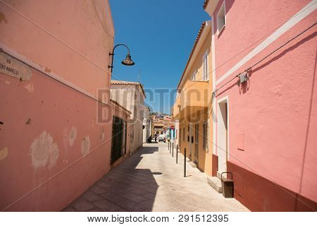 Santa Teresa Gallura, Sardinia, Italy - July 9, 2018: Street in Santa Teresa Gallura City, Sardinia, Italy.
