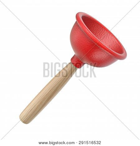 Red Kitchen Plunger 3d Render Illustration Isolated On White Background
