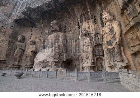 Luoyang, Henan/china- January 19, 2019:  Longmen Grottoes Is One Of The 3 Major Buddhist Caves Of Ch