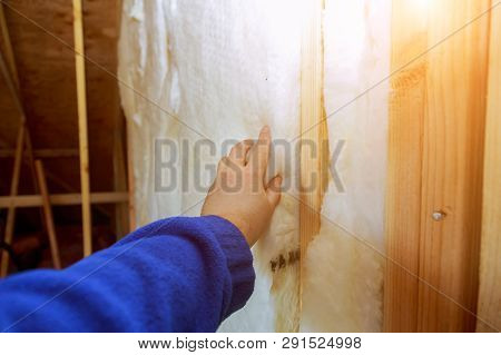 Work Composed Of Mineral Wool Insulation In The Wall Heating Insulation Warm House, Insulation, A Bu