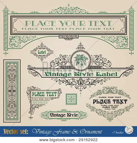 Рама, границы, Орнамент и элемент в vintage стиль