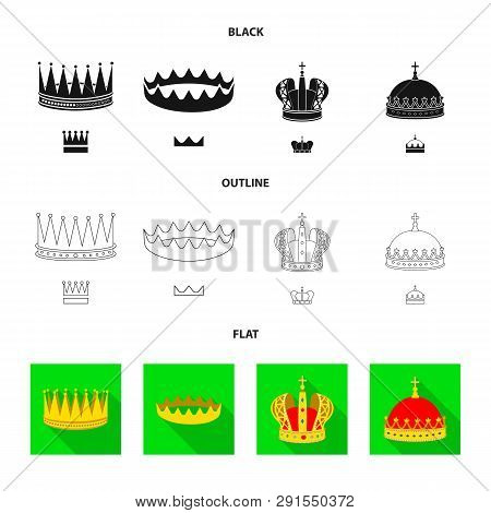 Vector Design Of Medieval And Nobility Logo. Set Of Medieval And Monarchy Vector Icon For Stock.