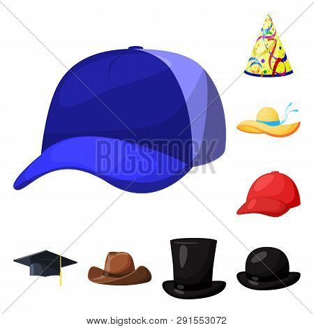 Vector Illustration Of Headgear And Napper Logo. Set Of Headgear And Helmet Stock Symbol For Web.