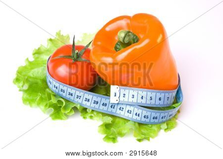야채와 측정 테이프