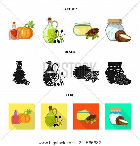 Vector Design Of Healthy  And Vegetable  Logo. Set Of Healthy  And Agriculture Vector Icon For Stock