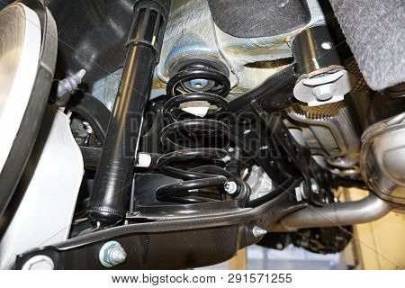 Technical Photo. The Structure Of The Modern Car. Elements Of The Rear Suspension, Suspension Arms.