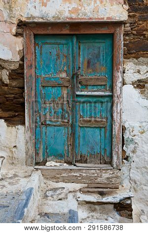 Abandoned Building In Ermoupoli Town On Syros Island In Greece.