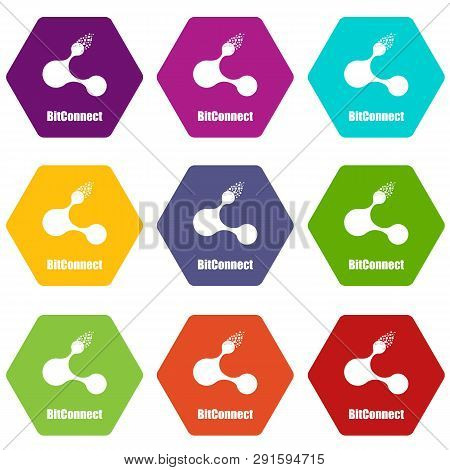 Bitconnect Icons 9 Set Coloful Isolated On White For Web